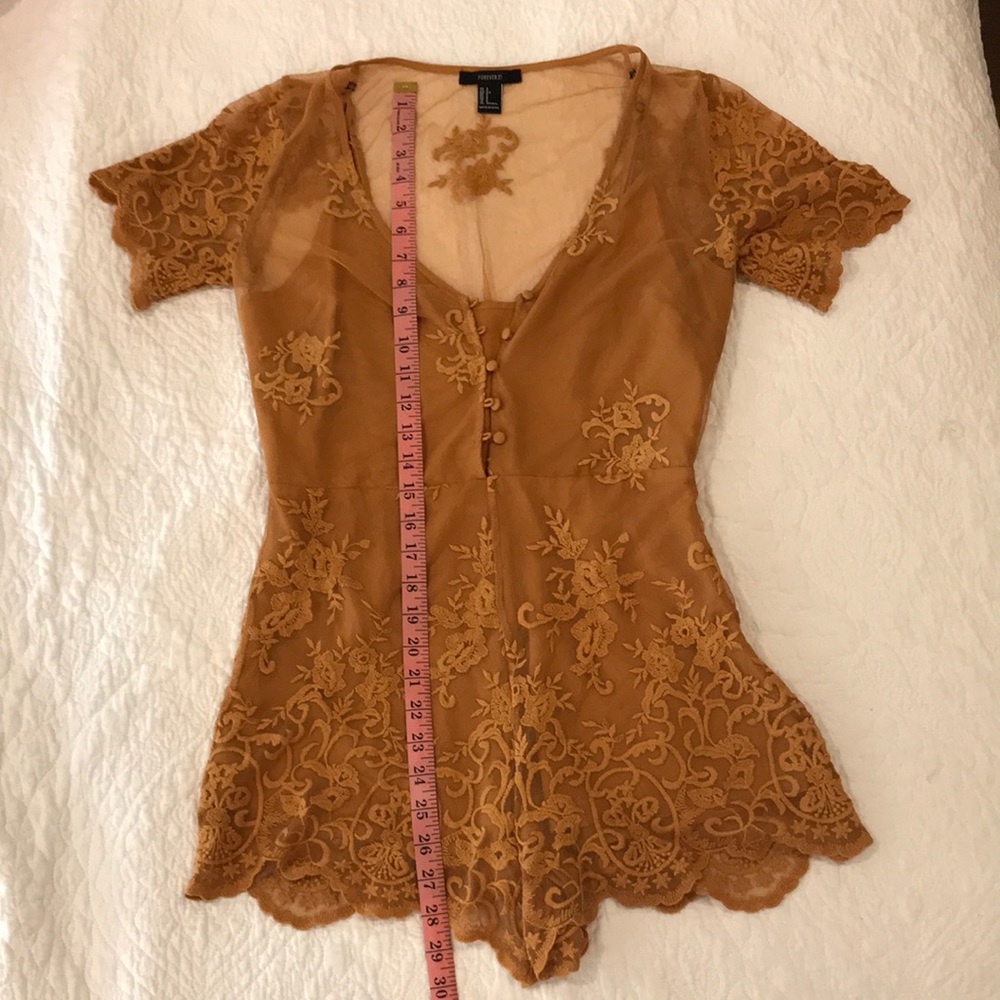 FOREVER 21 GOLD EMBROIDERED ROMPER